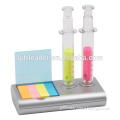 2PC Syringe Highlighter with Colours Memo Pads Holder